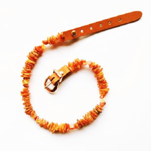 collare in ambra baltica con corniola